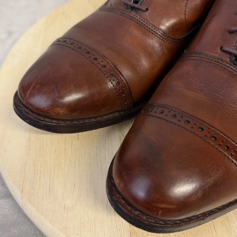 Allen Edmonds Port Washington Brown Leather Cap Toe Oxford Dress Shoes Mens 11 E